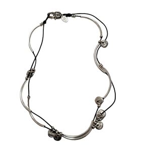 Lizzy James Silver Beaded Disk Convertible Necklace Wrap Bracelet
